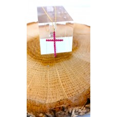 Κολιέ Σε Κίτρινο Χρυσό 14Κ Φούξια Σταυρός (N250)